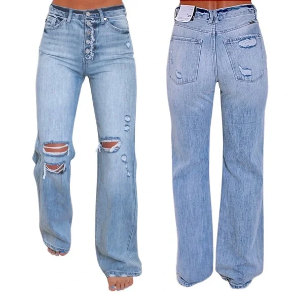 NWOT* KANCAN Isabelle Wide Leg Jeans Light Wash - Picture 1 of 3